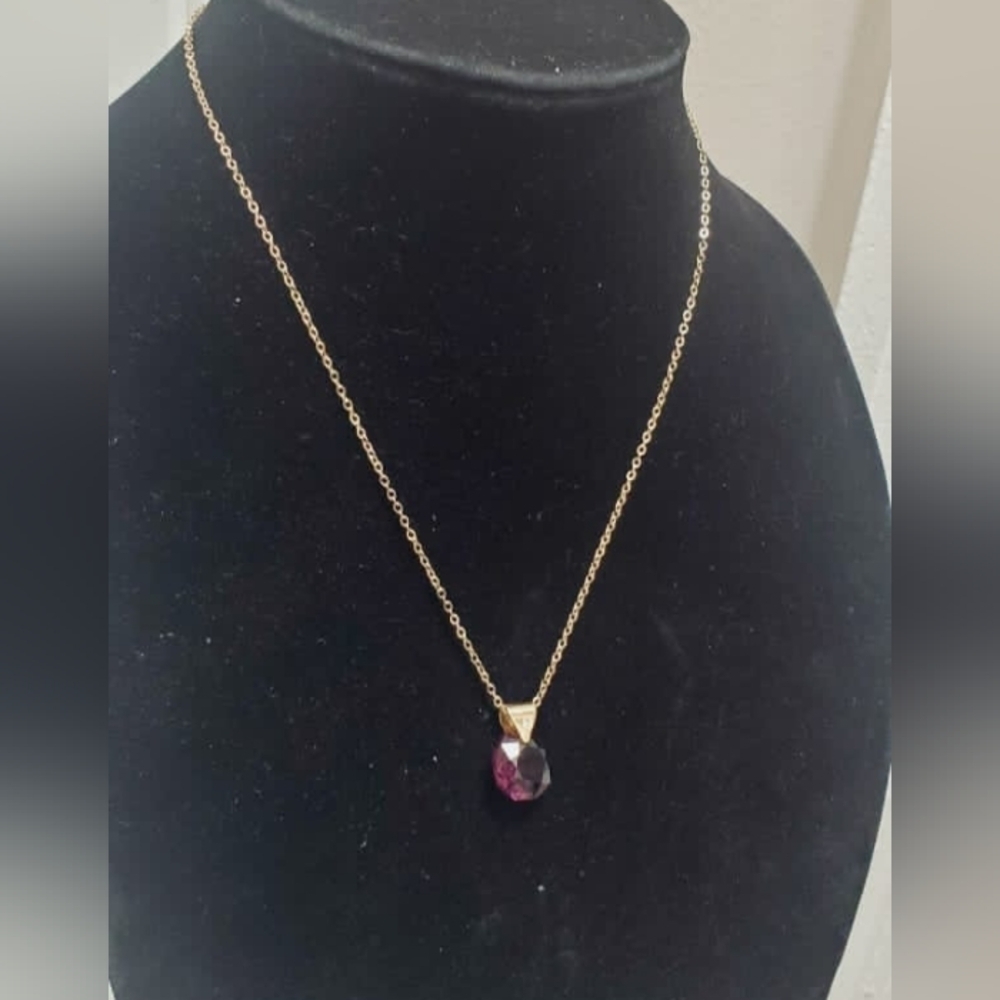 Ruby Gold Tone Necklace Women's Geometric Jewelry. 🌴
